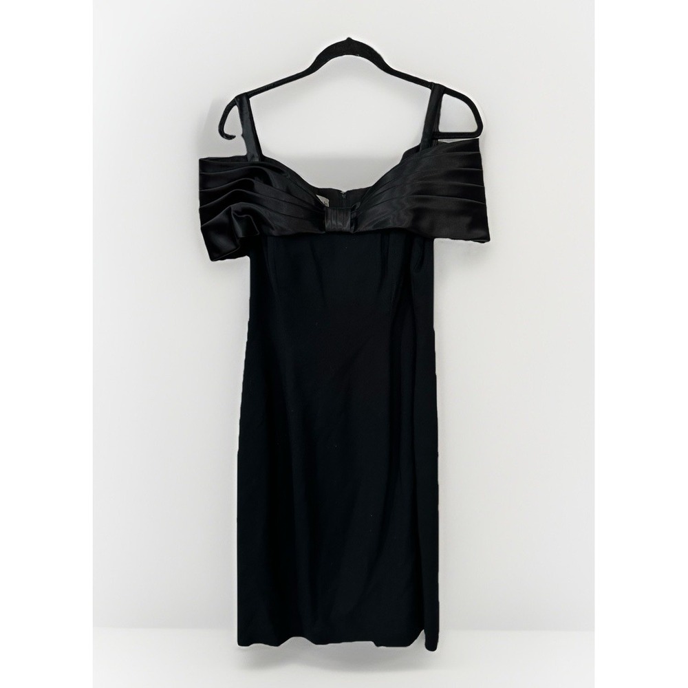 Morton Myles Vintage 80s Black Short Bridesmaid Prom Party Formal Dress Sz 14